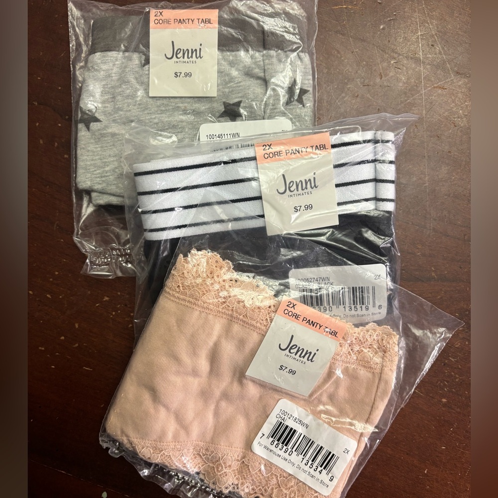 Jenni intimates core panty 2xl 6 pair cotton and lace 7.99 retail macys BNWT
